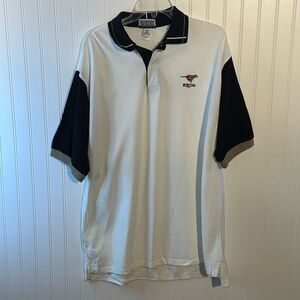 Exxon Embroidered Polo Color Block White Black Employee Shirt Size XLarge Collar